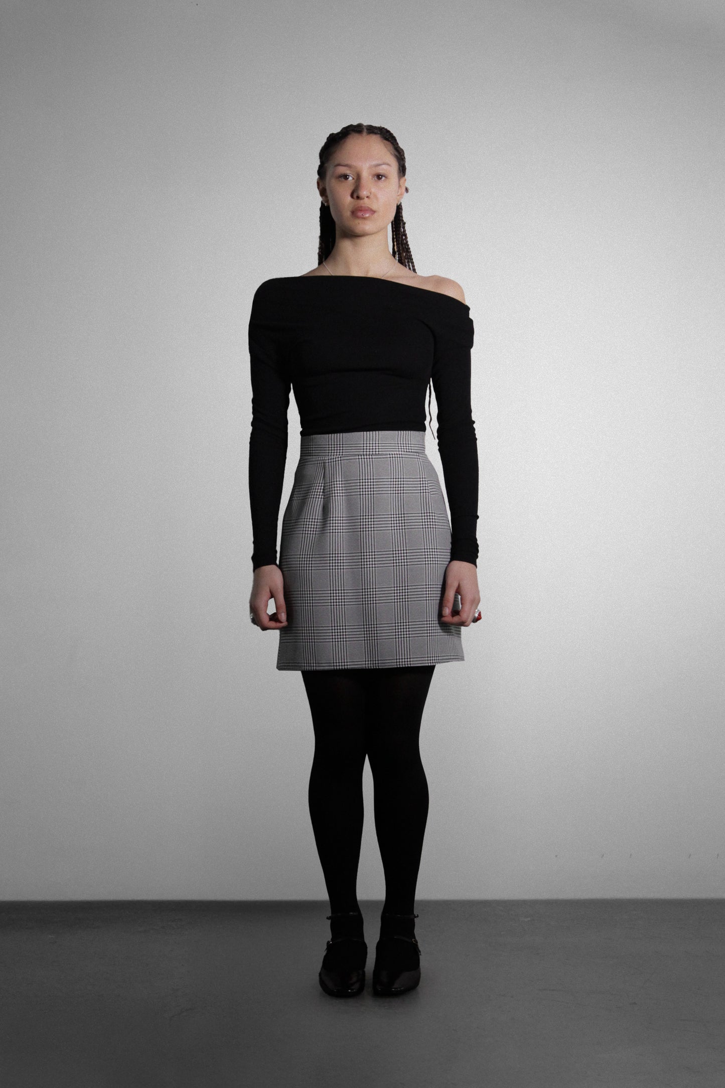 Houndstooth Mini Skirt – Timeless A-Line Skirt for Effortless Style