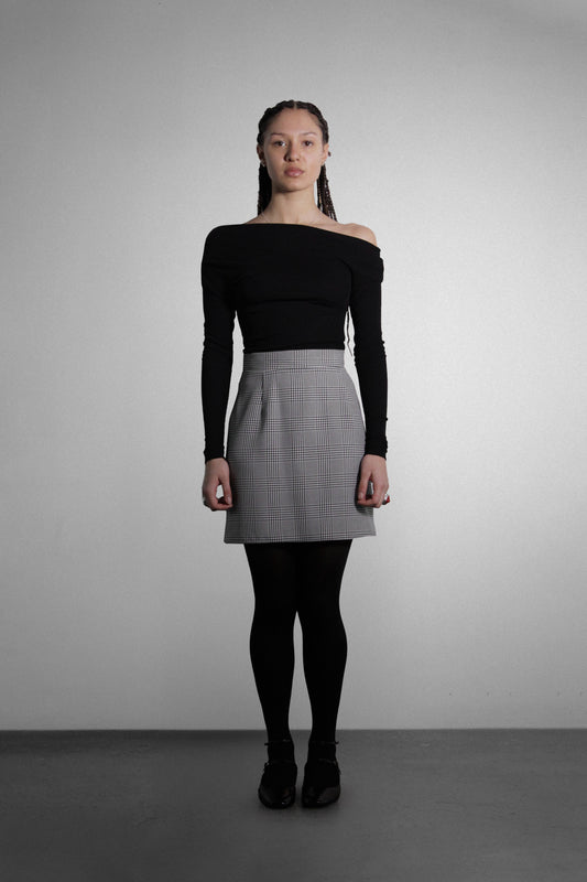 Houndstooth Mini Skirt – Timeless A-Line Skirt for Effortless Style