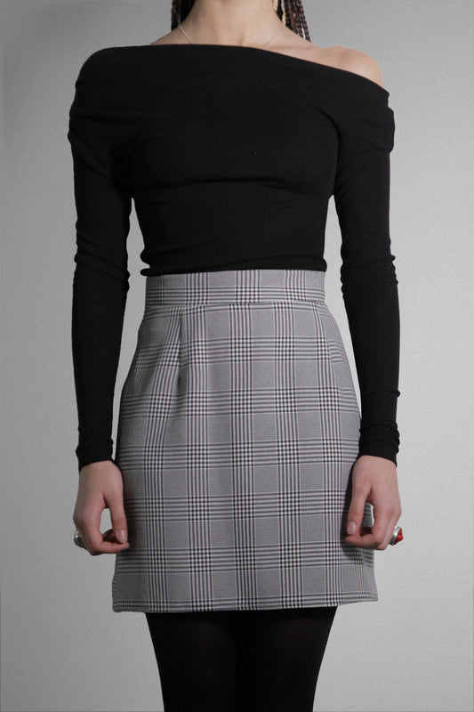 Houndstooth Mini Skirt – Timeless A-Line Skirt for Effortless Style