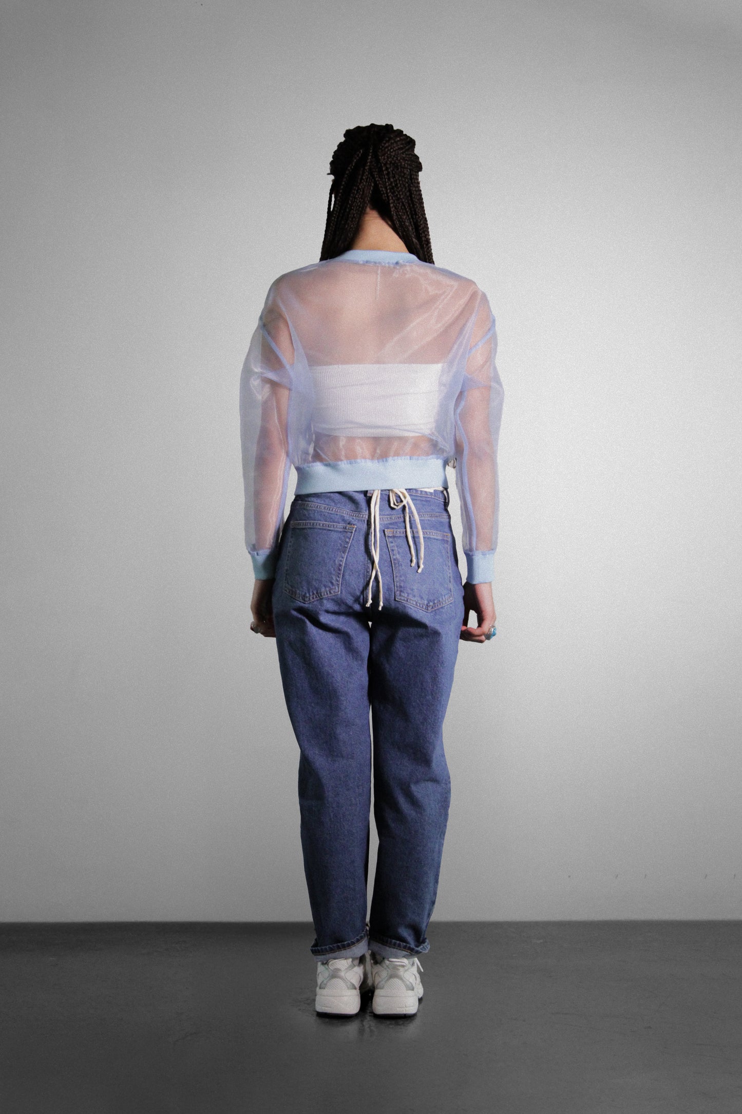 Sheer Elegance: Transparent Organza Long Sleeve Top