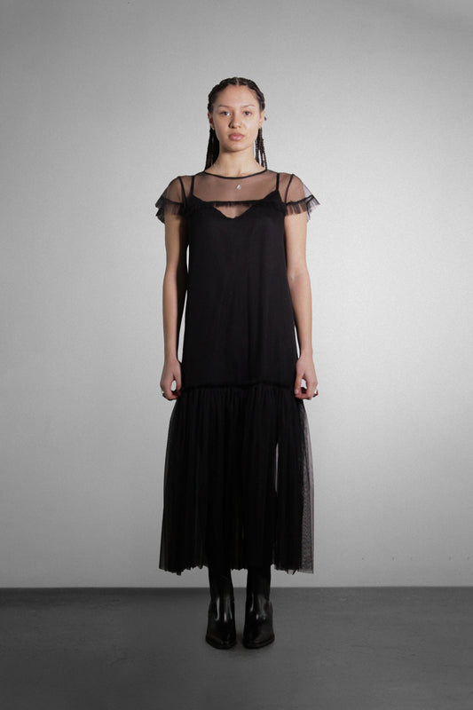 Black Sheer Tulle Maxi Dress