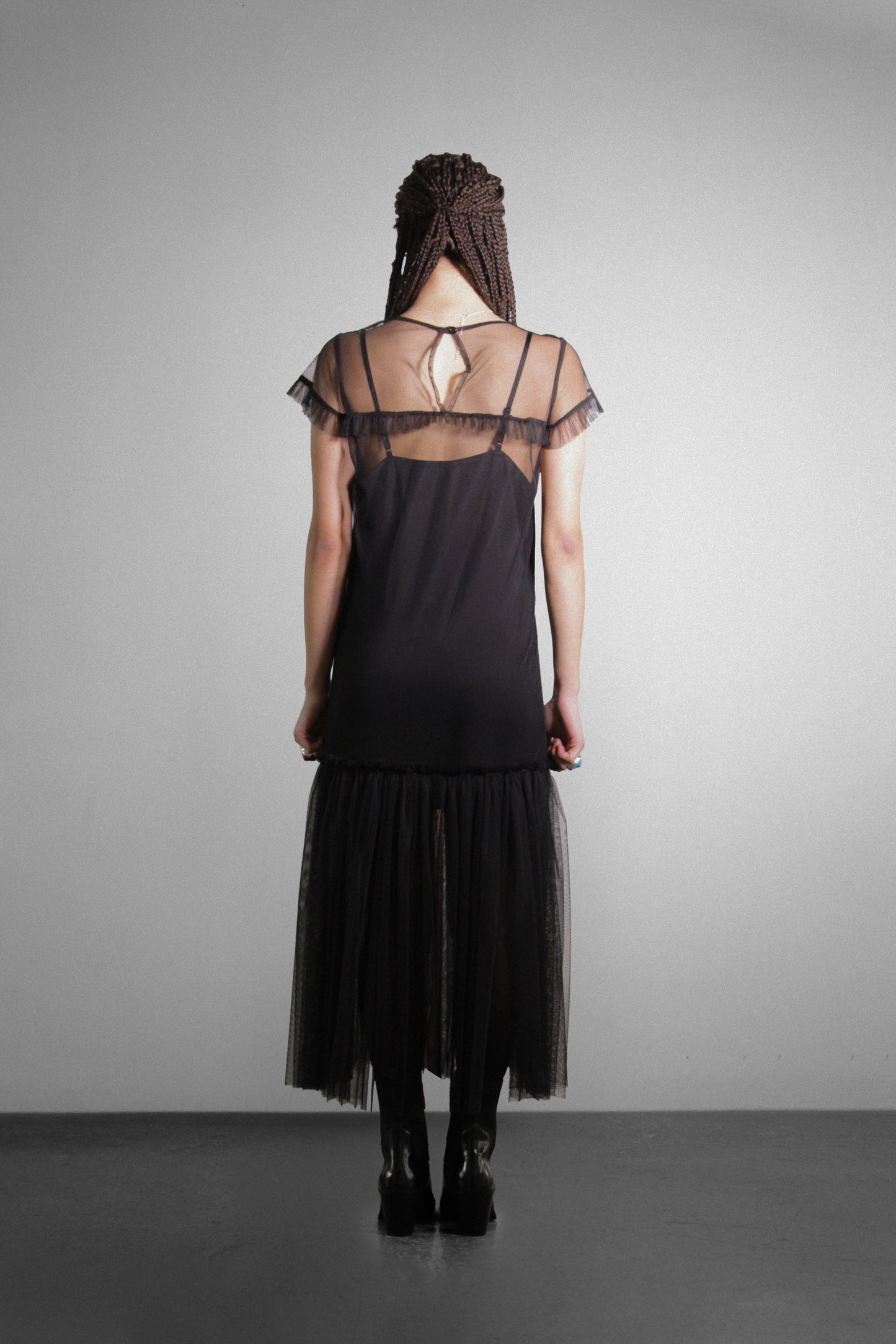 Black Sheer Tulle Maxi Dress