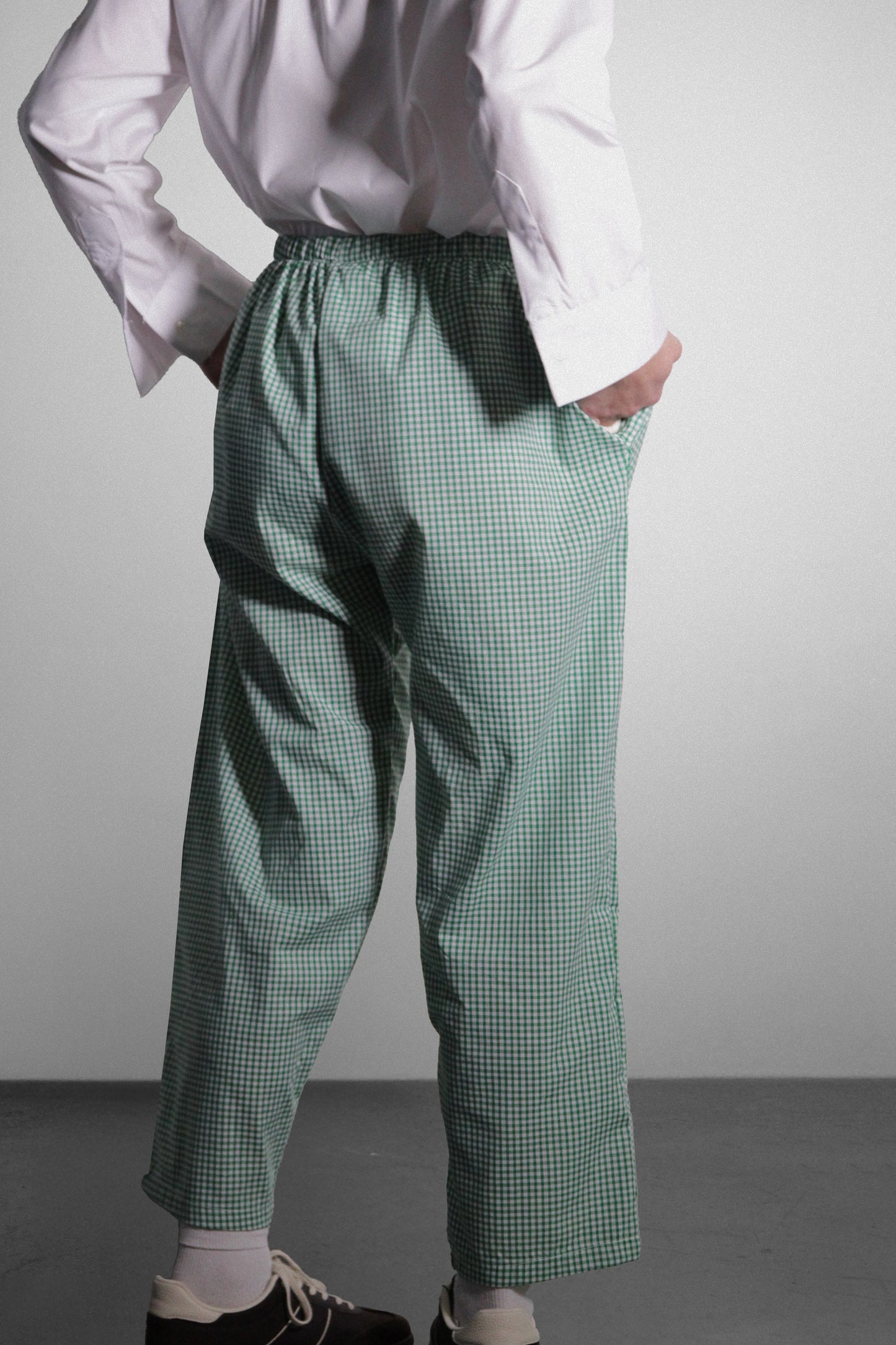 Green Gingham Relaxed Fit Pants